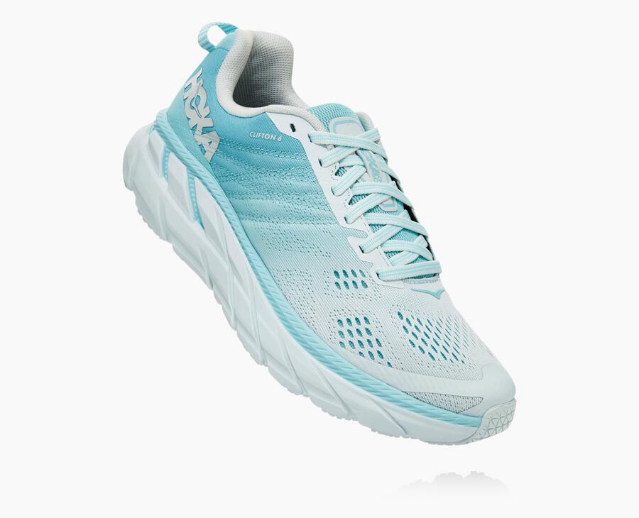 Hoka Womens Walking Shoes NZ - Hoka One One Clifton 6 Blue/White (YGD398047)